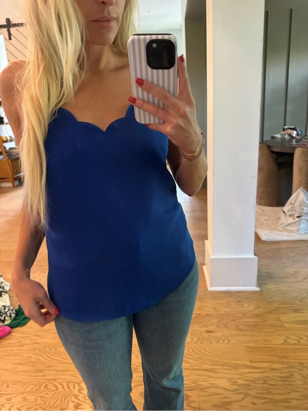 Jcrew Scallop Trim Royal Blue Spaghetti Tanktop